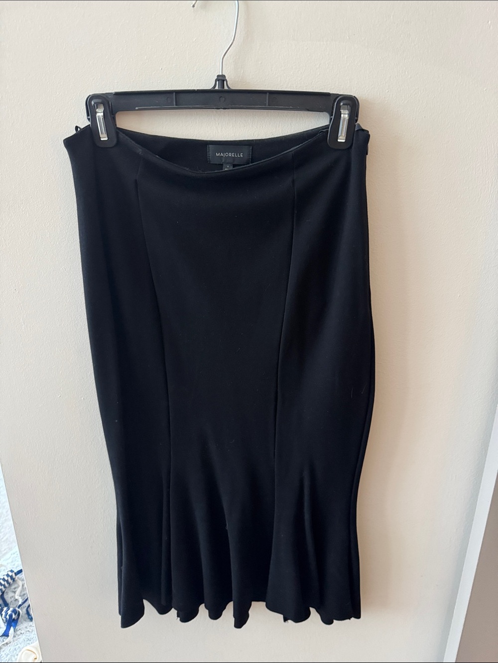 MAJORELLE Black Midi Skirt with Flared Hem